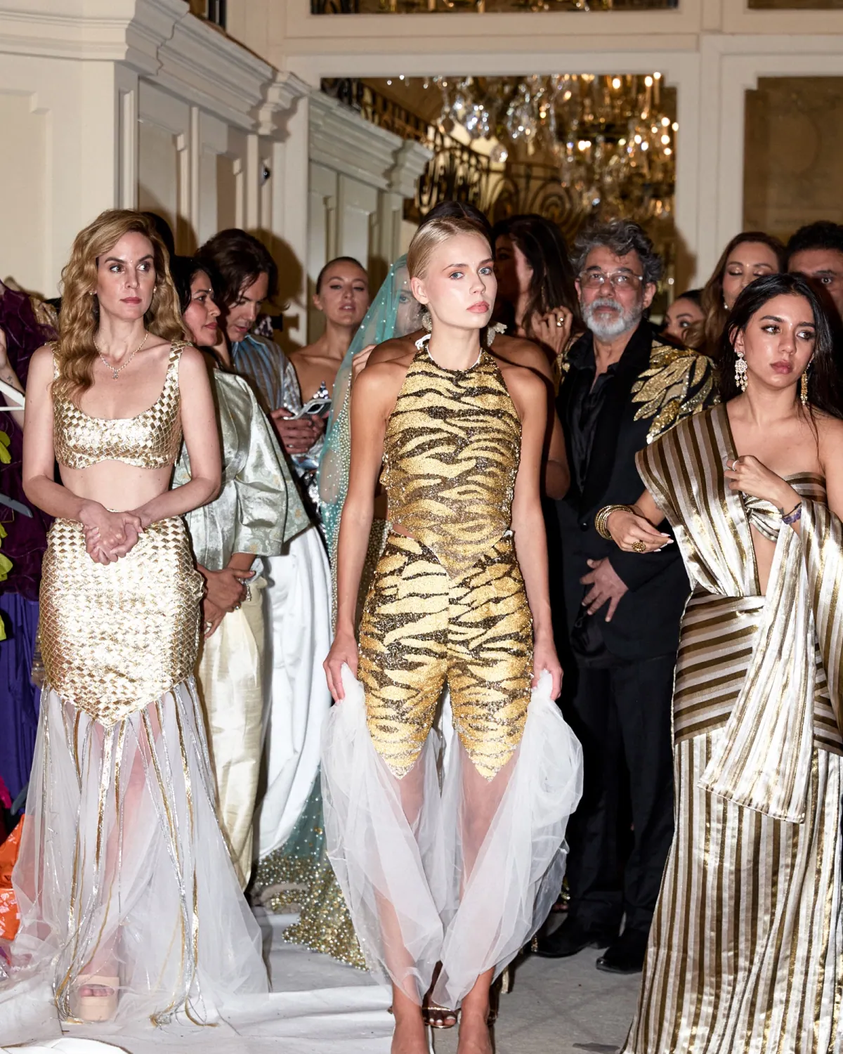 International model Ella Lehtinen backstage at a fashion show